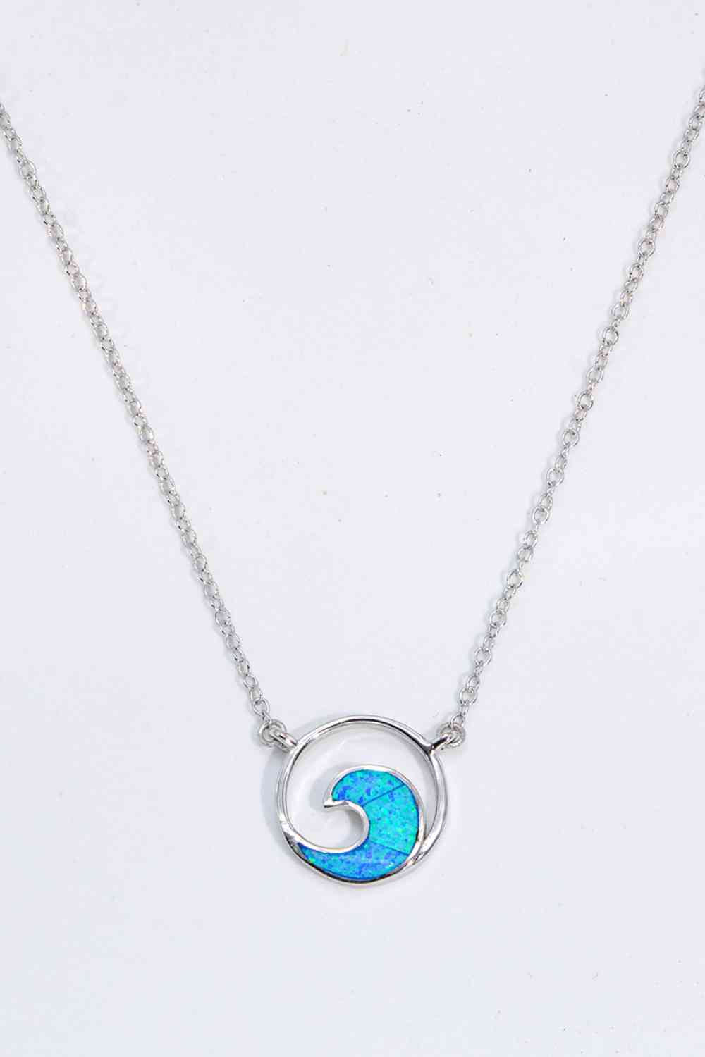 Opal Wave Pendant Necklace-Bijou Crush