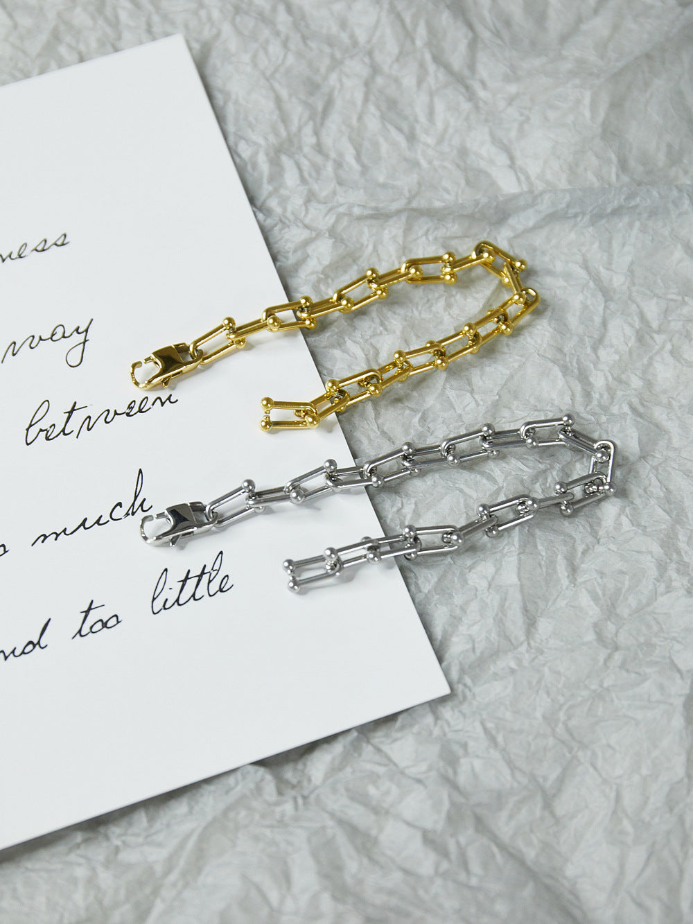 U-Shaped Gold Cuff – Minimalist Titanium Steel with Hip-Hop Edge-Bijou Crush