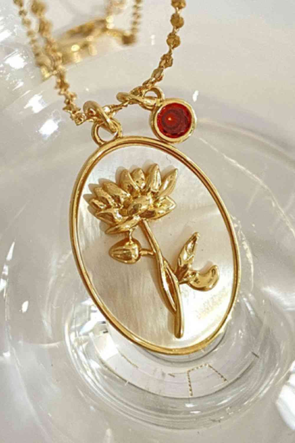 Flower Shell Pendant Copper Necklace-Bijou Crush