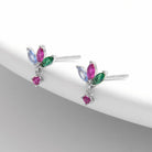 Inlaid Zircon 925 Sterling Silver Geometric Stud Earrings-Bijou Crush