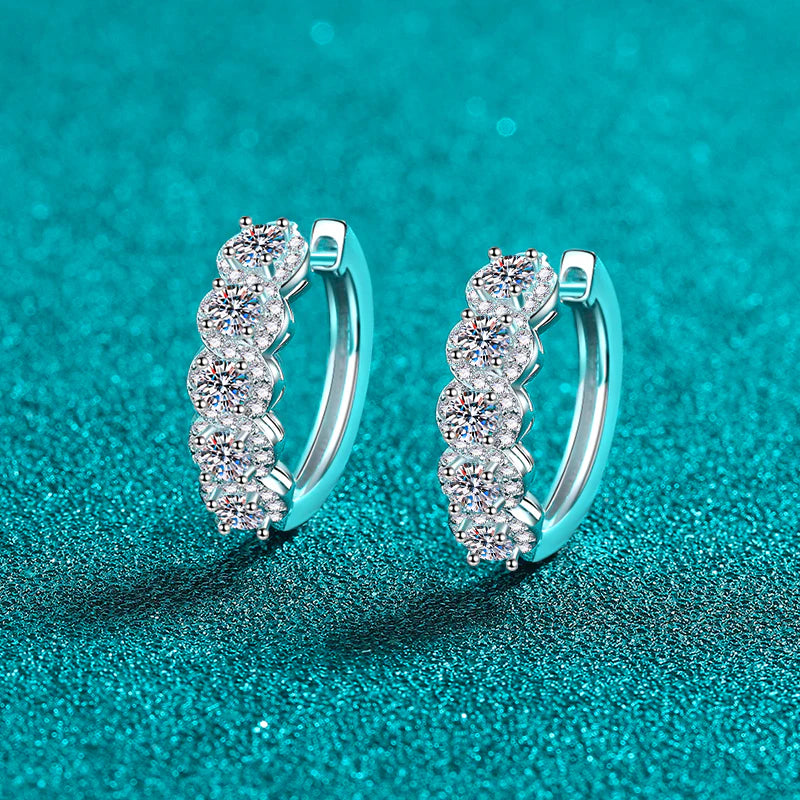 1 Carat Moissanite Zircon 925 Sterling Silver Huggie Earrings-Bijou Crush