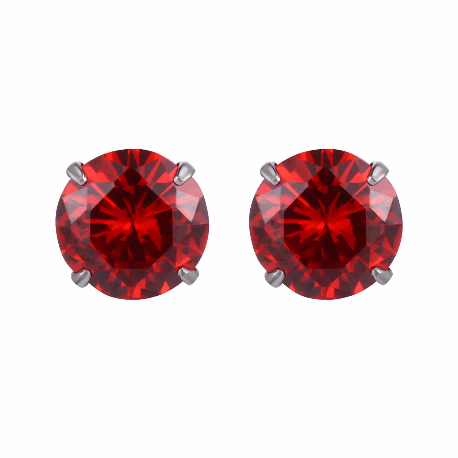 Simple CZ White 925 Sterling Silver Round Studs Earrings-Bijou Crush