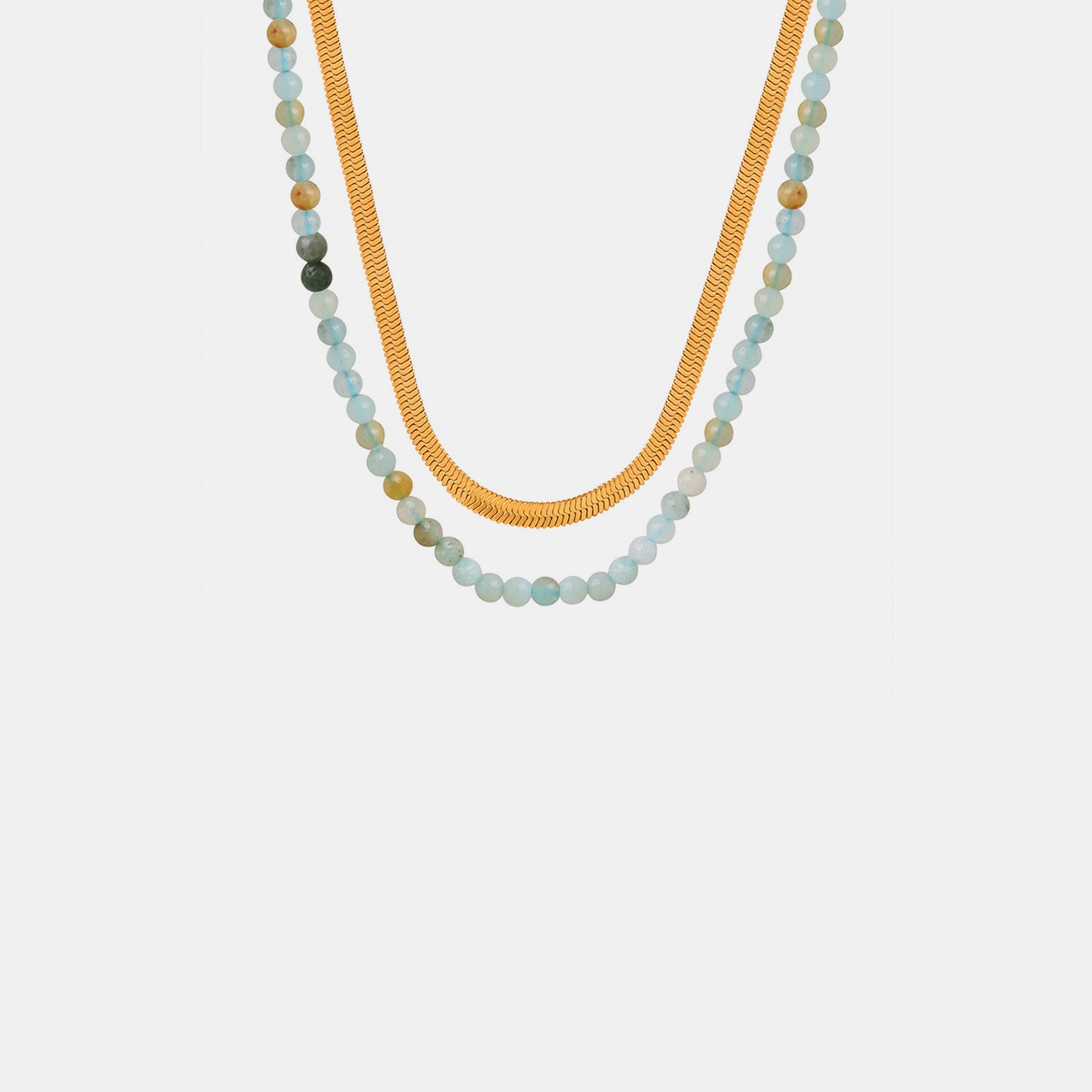 Beaded Titanium Steel Double-Layered Necklace-Bijou Crush