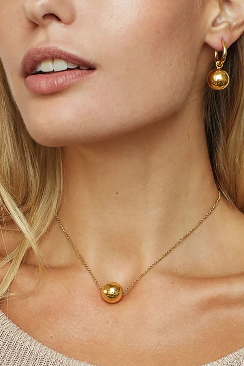 18K Gold-Plated Round Shape Pendant Necklace-Bijou Crush