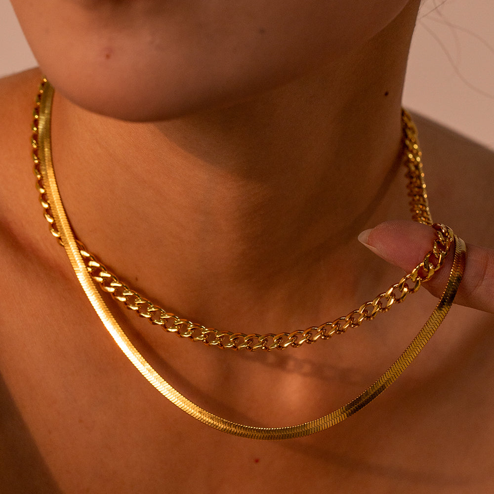 18K Gold-Plated Double Layered Necklace-Bijou Crush