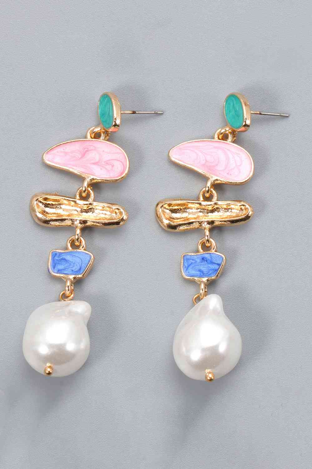 Unique Shape Zinc Alloy Synthetic Pearl Dangle Earrings-Bijou Crush