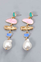 Unique Shape Zinc Alloy Synthetic Pearl Dangle Earrings-Bijou Crush