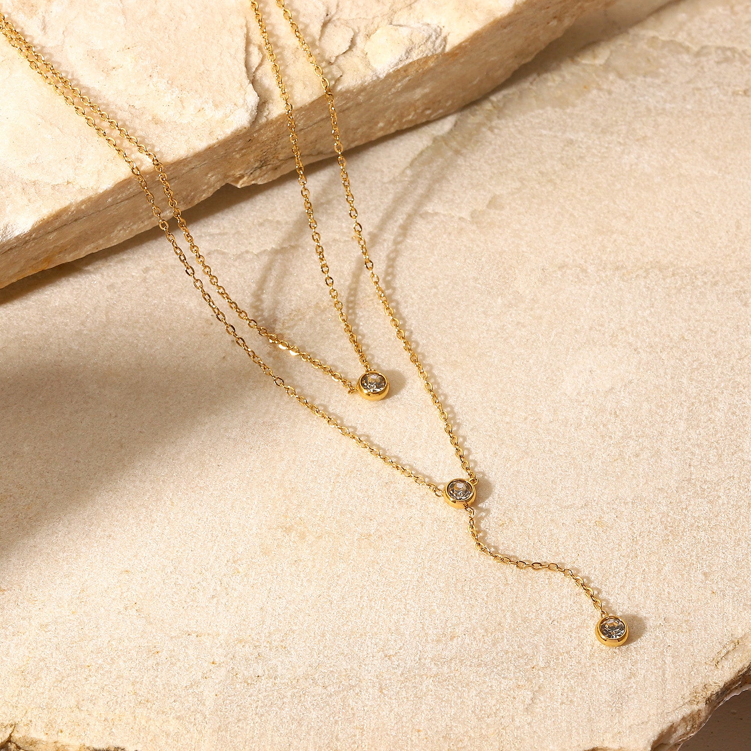 Stainless Steel Zircon Double-Layered Necklace-Bijou Crush