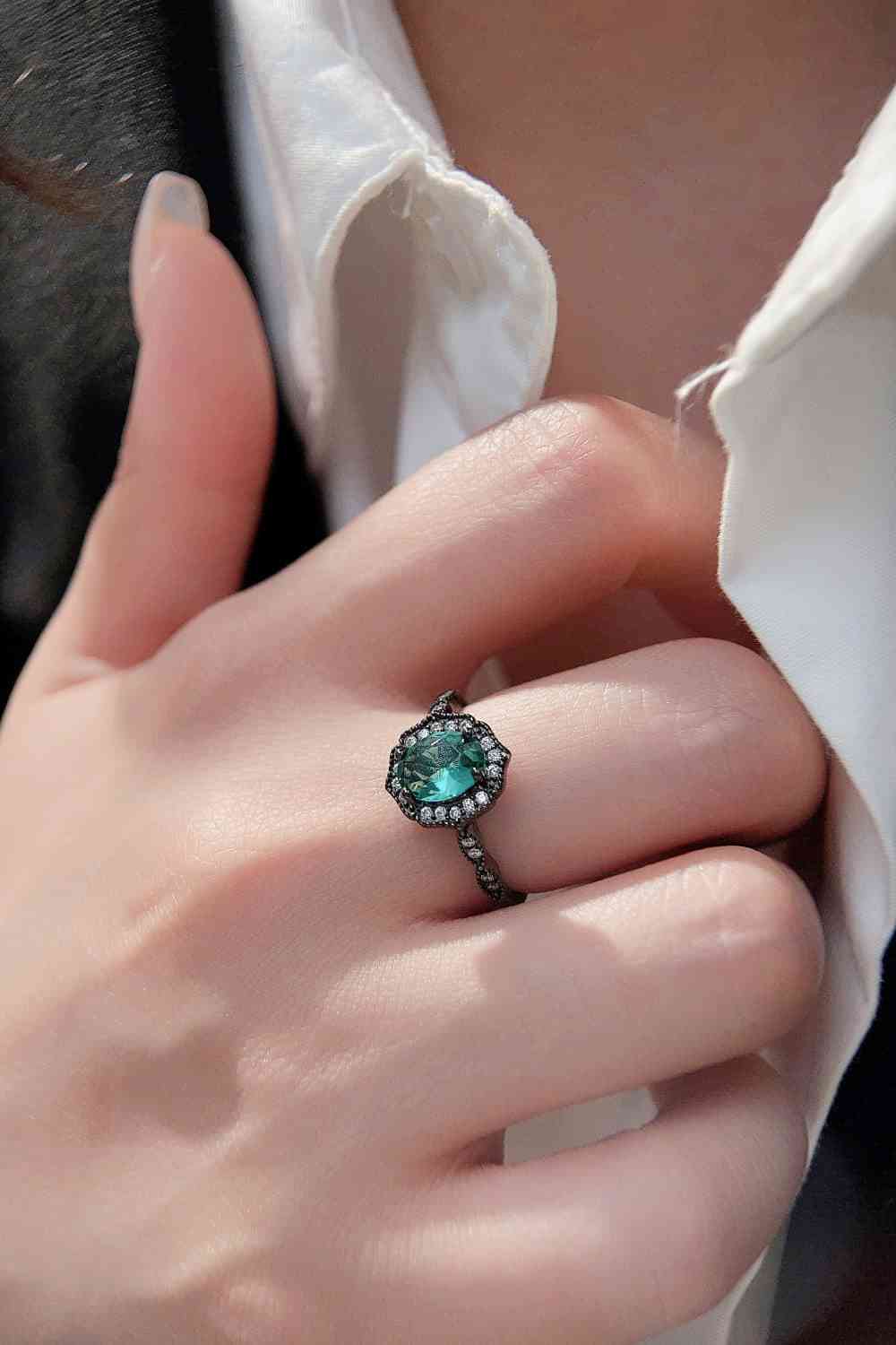 925 Sterling Silver Paraiba Blue Zircon 4-Prong Ring-Bijou Crush