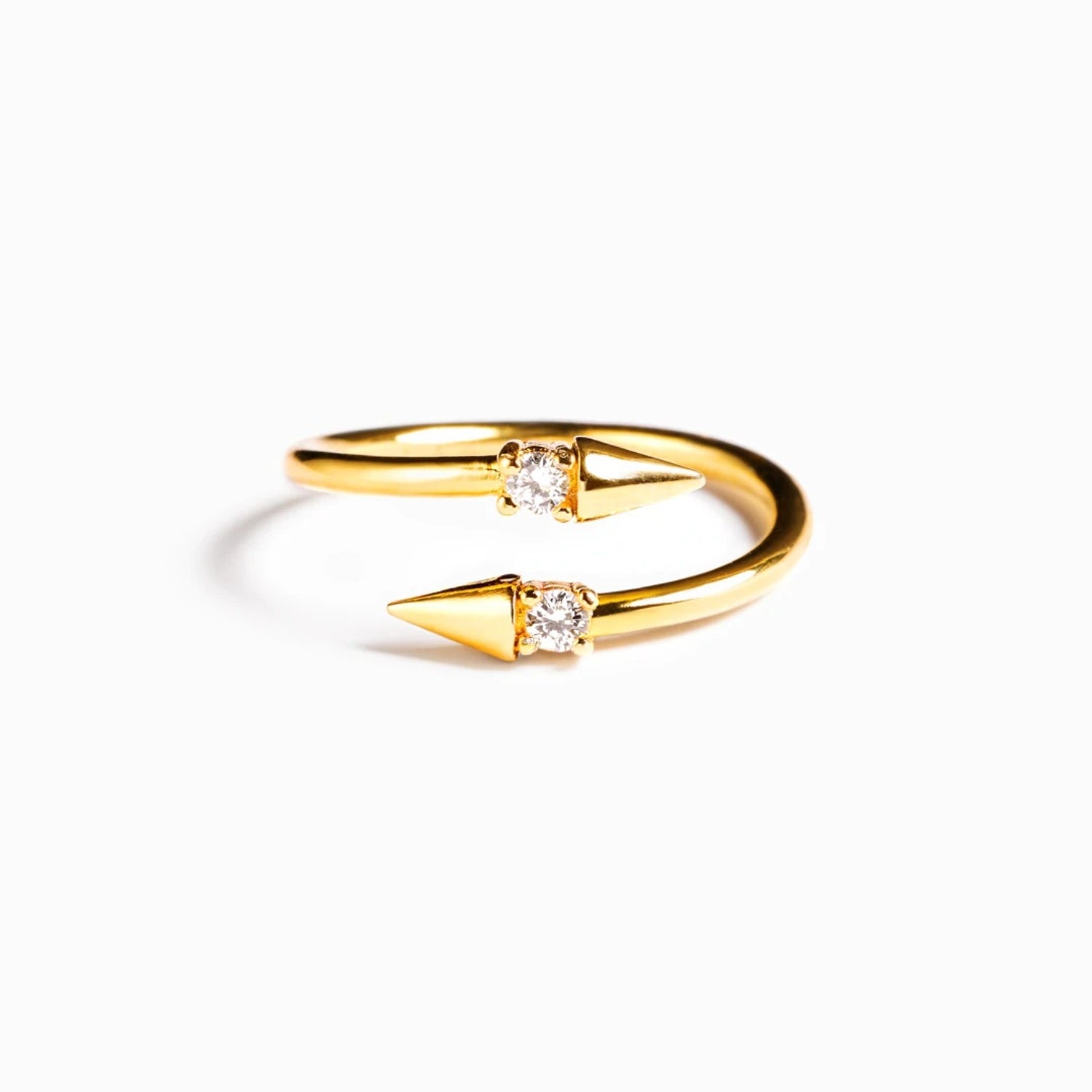 925 Sterling Silver Inlaid Zircon Bypass Ring-Bijou Crush