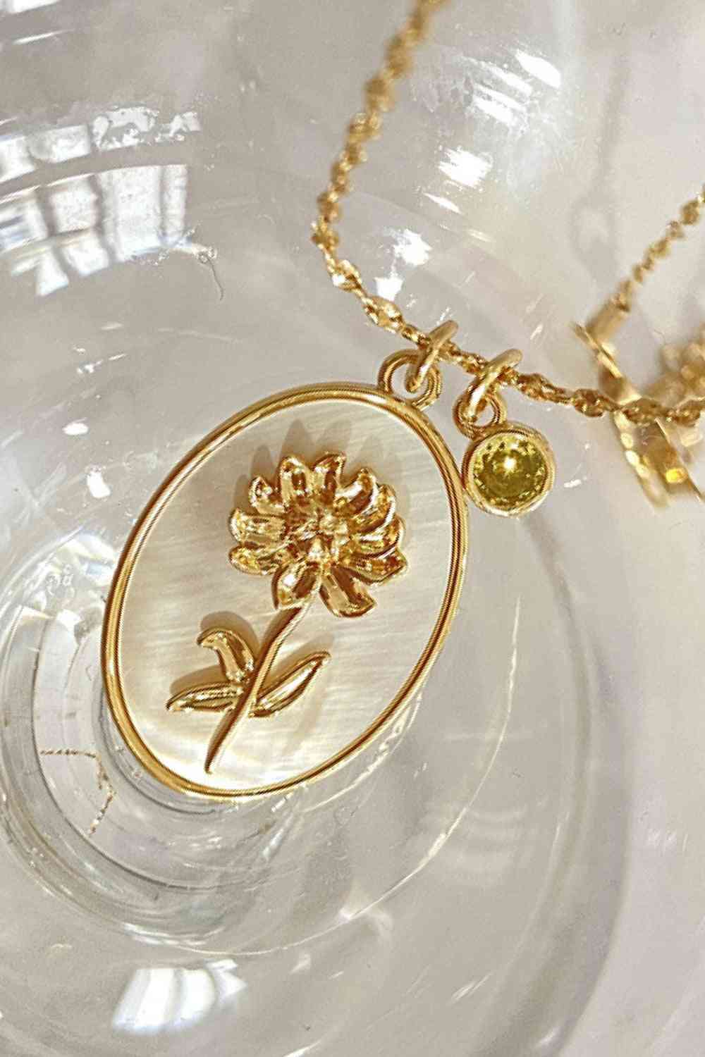 Flower Shell Pendant Copper Necklace-Bijou Crush
