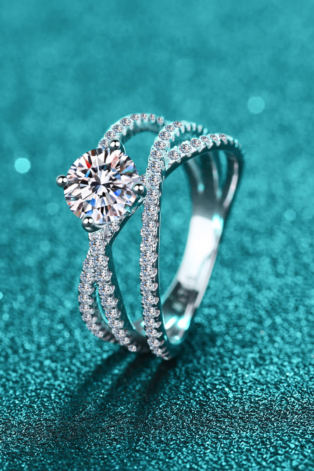 Crisscross Moissanite Ring in 925 Sterling Silver-Bijou Crush