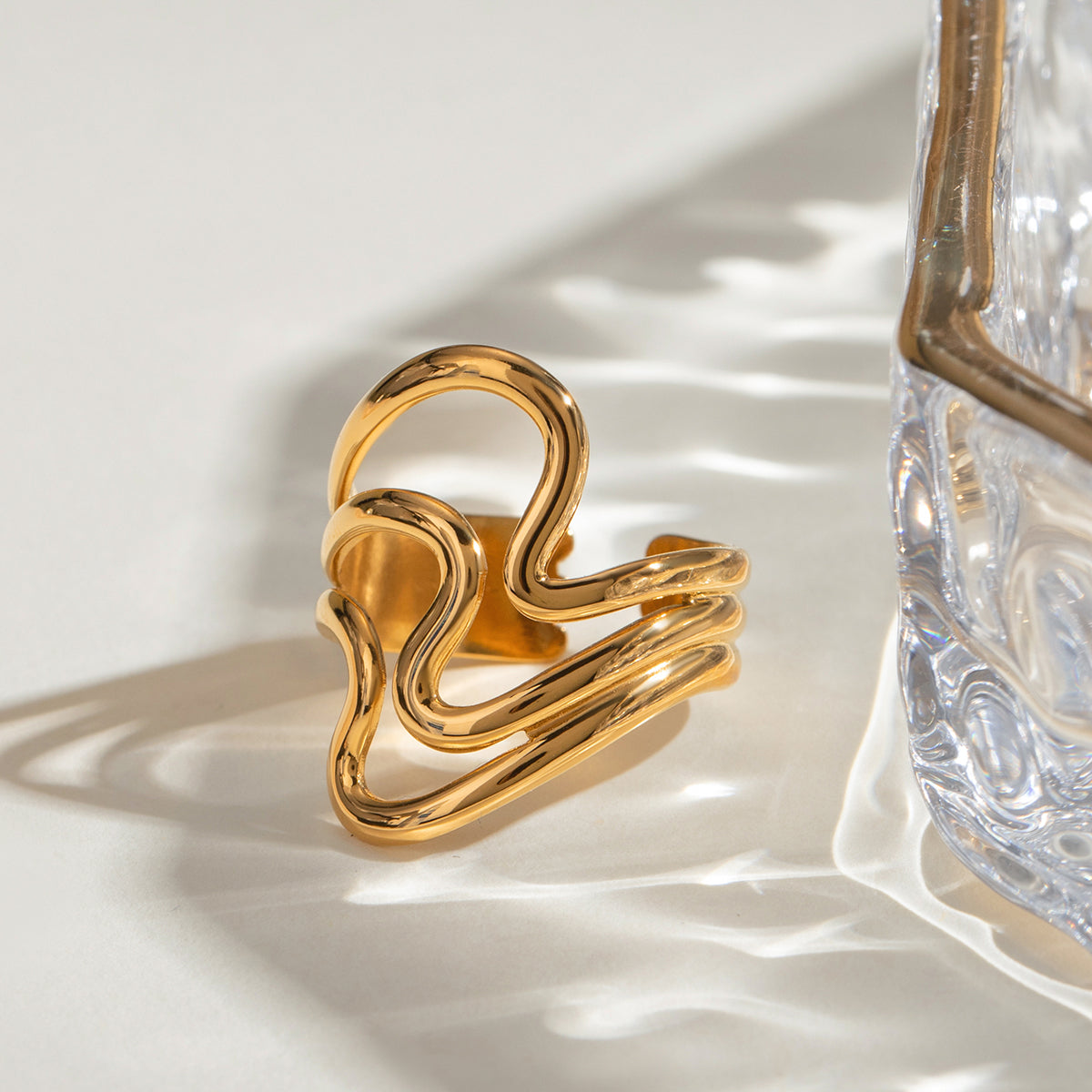 Stainless Steel Corrugated Open Ring-Bijou Crush