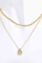 Copper 14K Gold-Plated Round Shape Aventurine Pendant Necklace-Bijou Crush