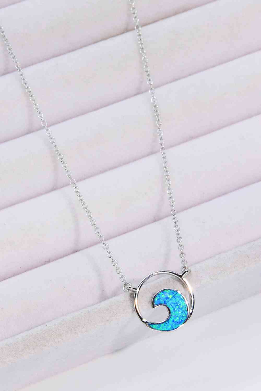 Opal Wave Pendant Necklace-Bijou Crush