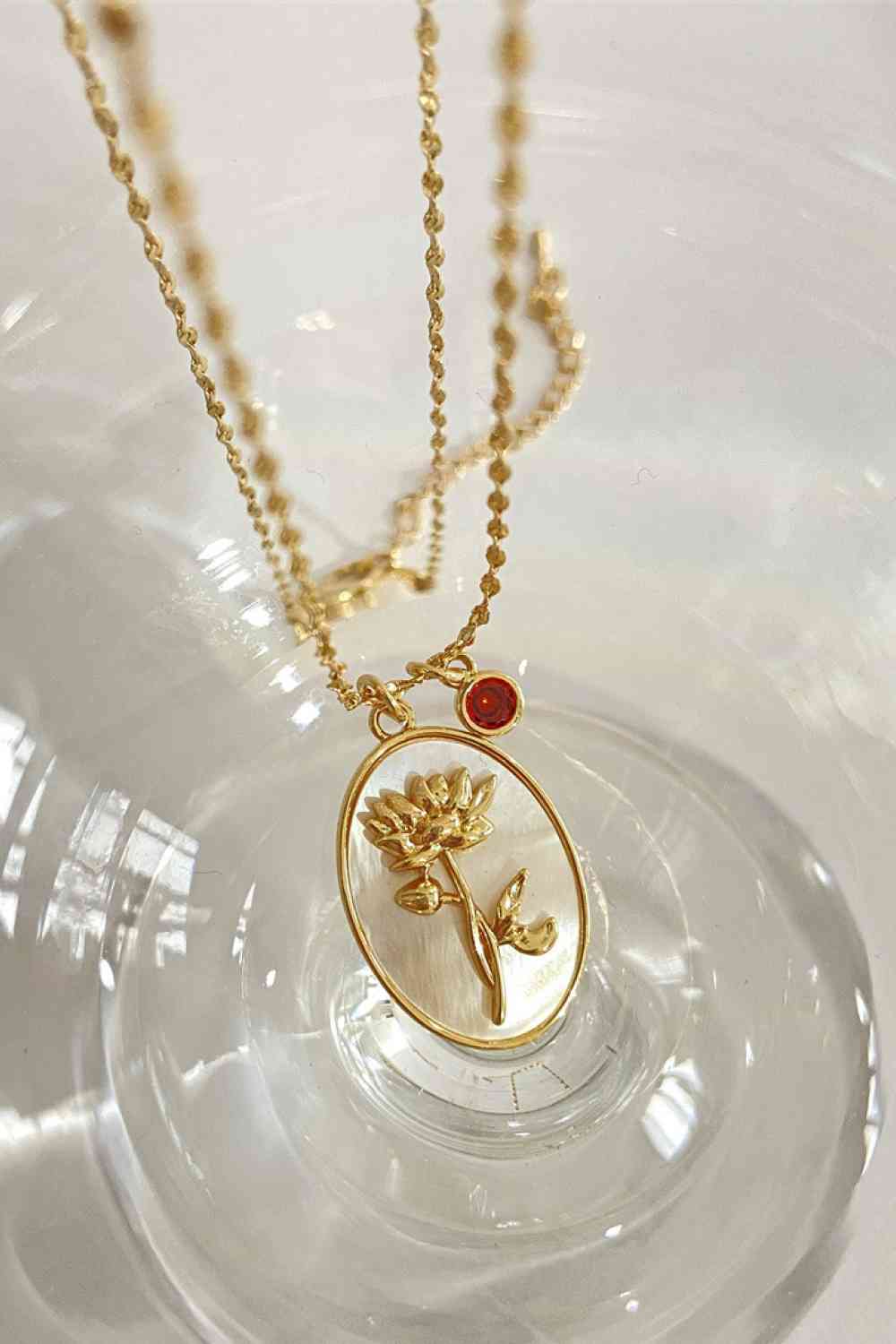 Flower Shell Pendant Copper Necklace-Bijou Crush