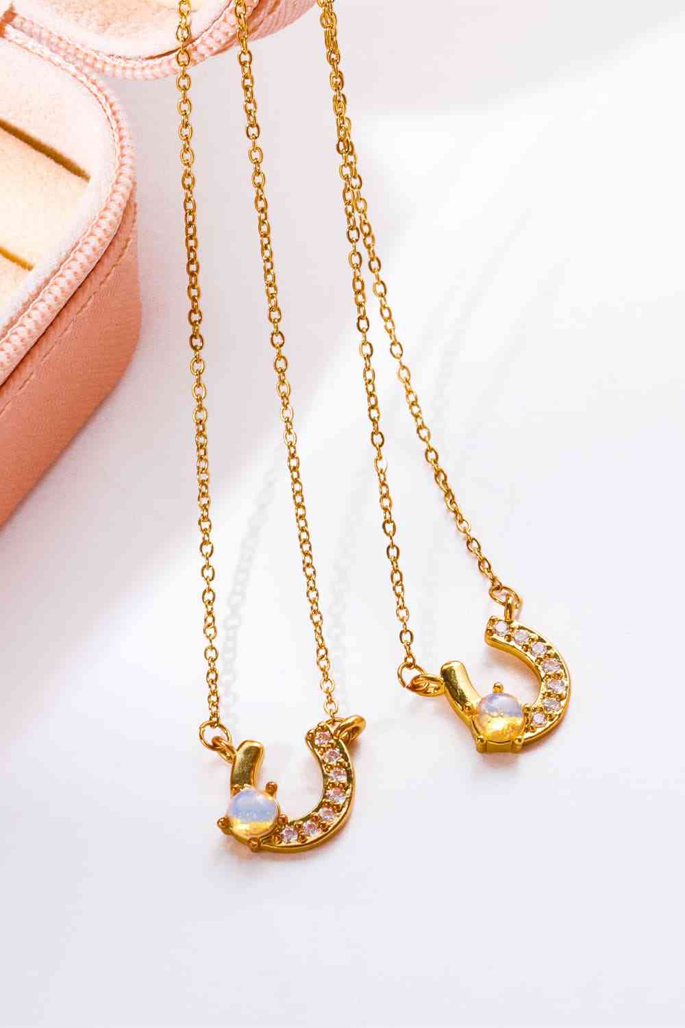 Horseshoe Shape Copper 14K Gold Plated Pendant Necklace-Bijou Crush