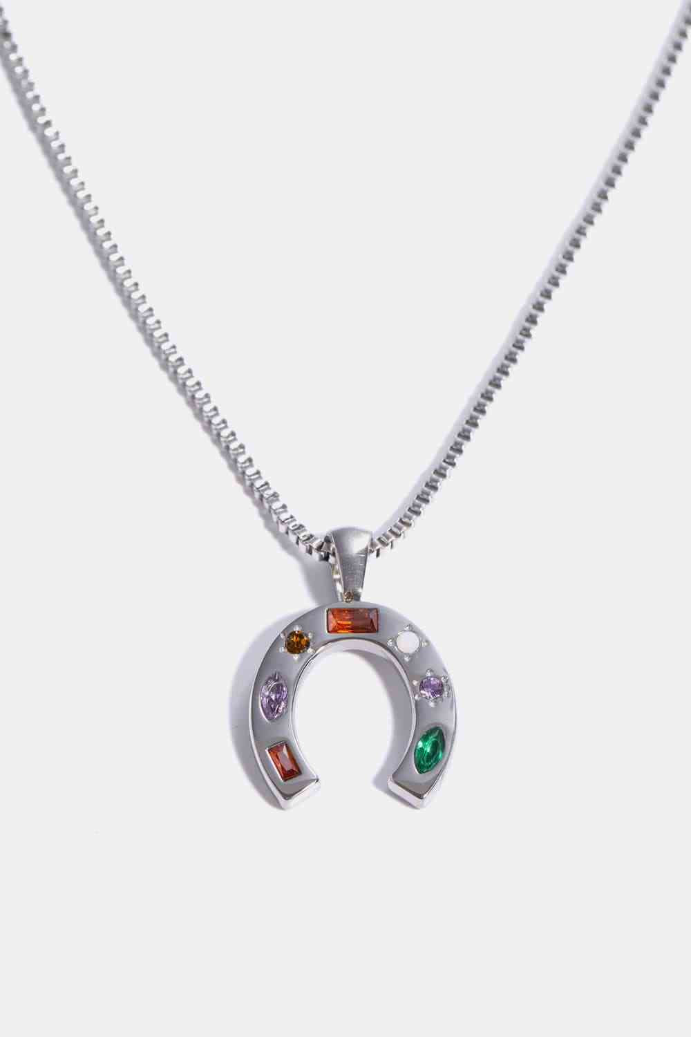 Inlaid Zircon Pendant Stainless Steel Necklace-Bijou Crush