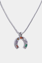 Inlaid Zircon Pendant Stainless Steel Necklace-Bijou Crush