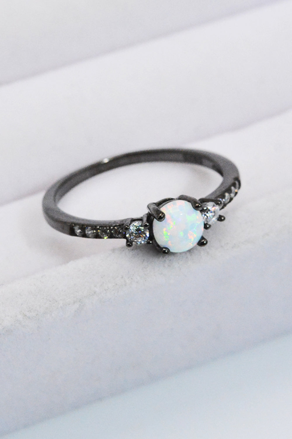 Sterling Silver Round Opal Ring-Bijou Crush