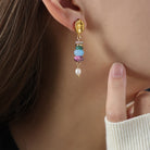 Natural Stone Freshwater Pearl Dangle Earrings-Bijou Crush