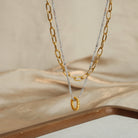 Beaded Double-Layered Titanium Steel Necklace-Bijou Crush