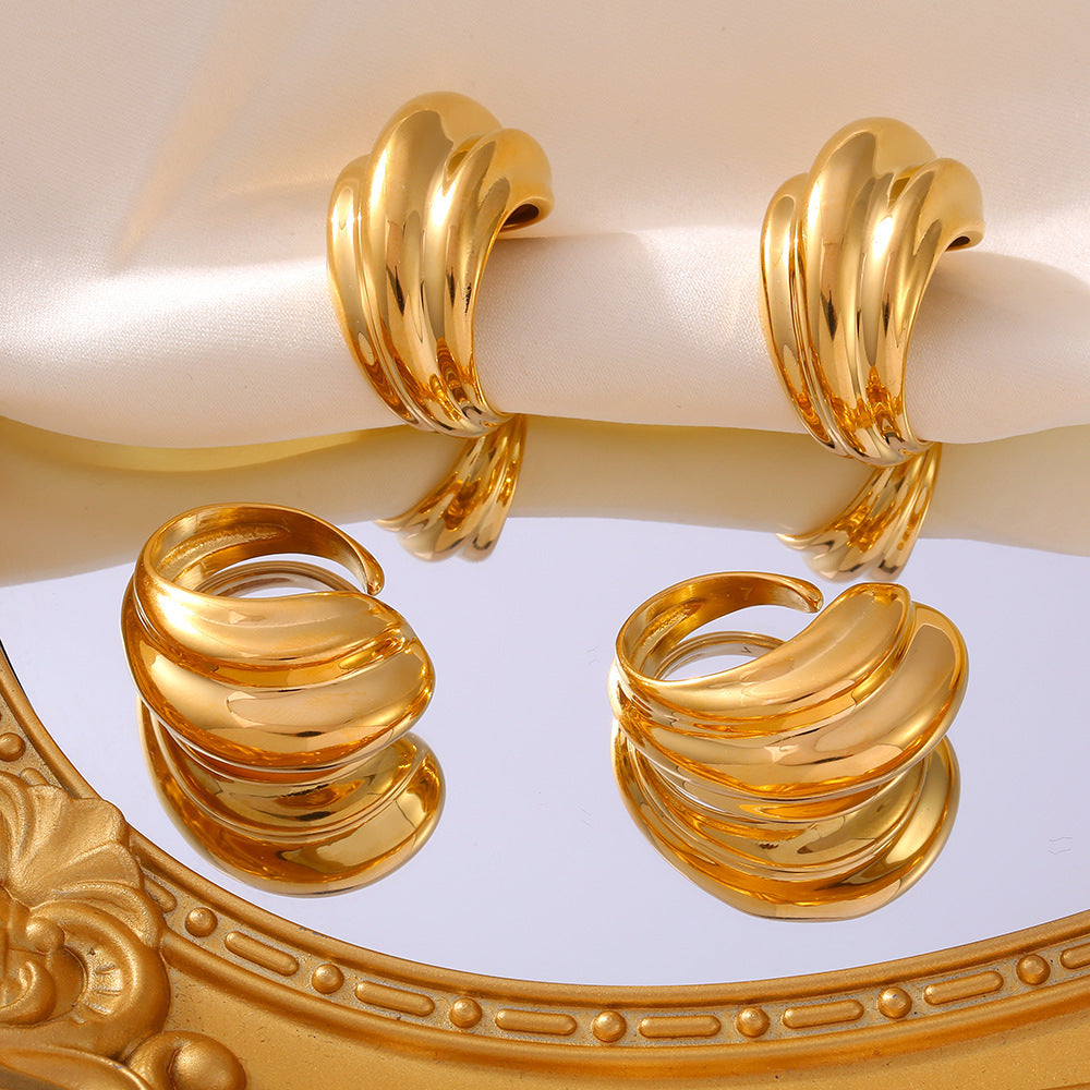 18K Gold-Plated Titanium Steel Open Ring-Bijou Crush