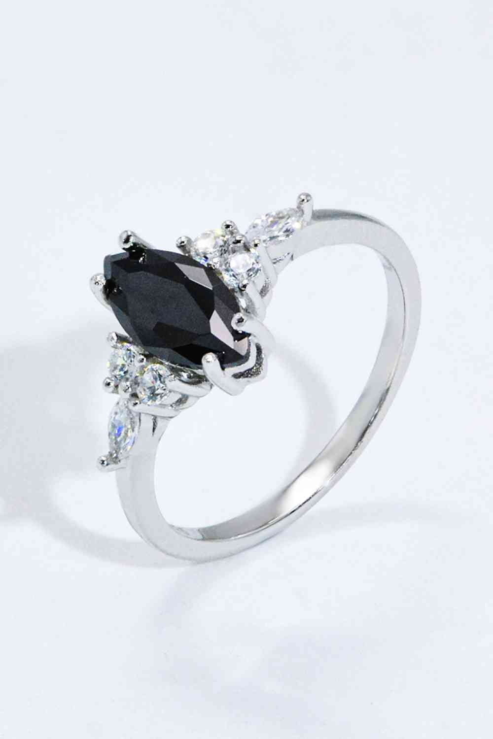 925 Sterling Silver Black Agate Ring-Bijou Crush