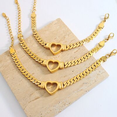 Titanium Steel Cutout Heart Bracelet-Bijou Crush