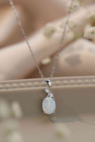 Opal Oval Pendant Chain Necklace-Bijou Crush