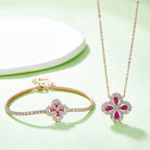 Lab-Grown Ruby 925 Sterling Silver Flower Shape Necklace-Bijou Crush