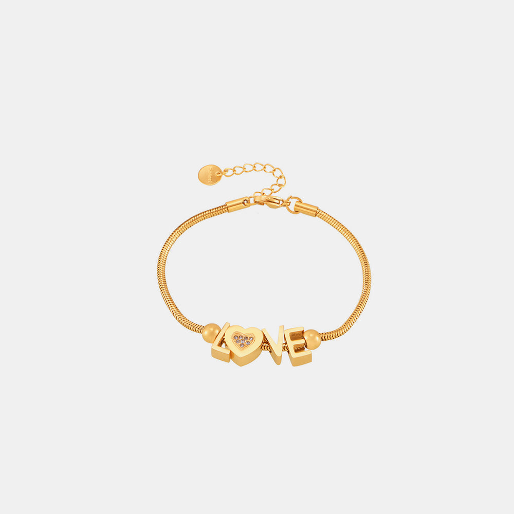 Titanium Steel Rhinestone Letter Bracelet-Bijou Crush