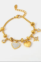Heartfelt Sparkle: Titanium Steel Zircon Heart Charm Bracelet-Bijou Crush