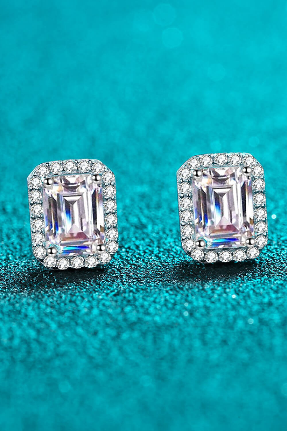 Adored 1 Carat Moissanite Rhodium-Plated Square Stud Earrings-Bijou Crush