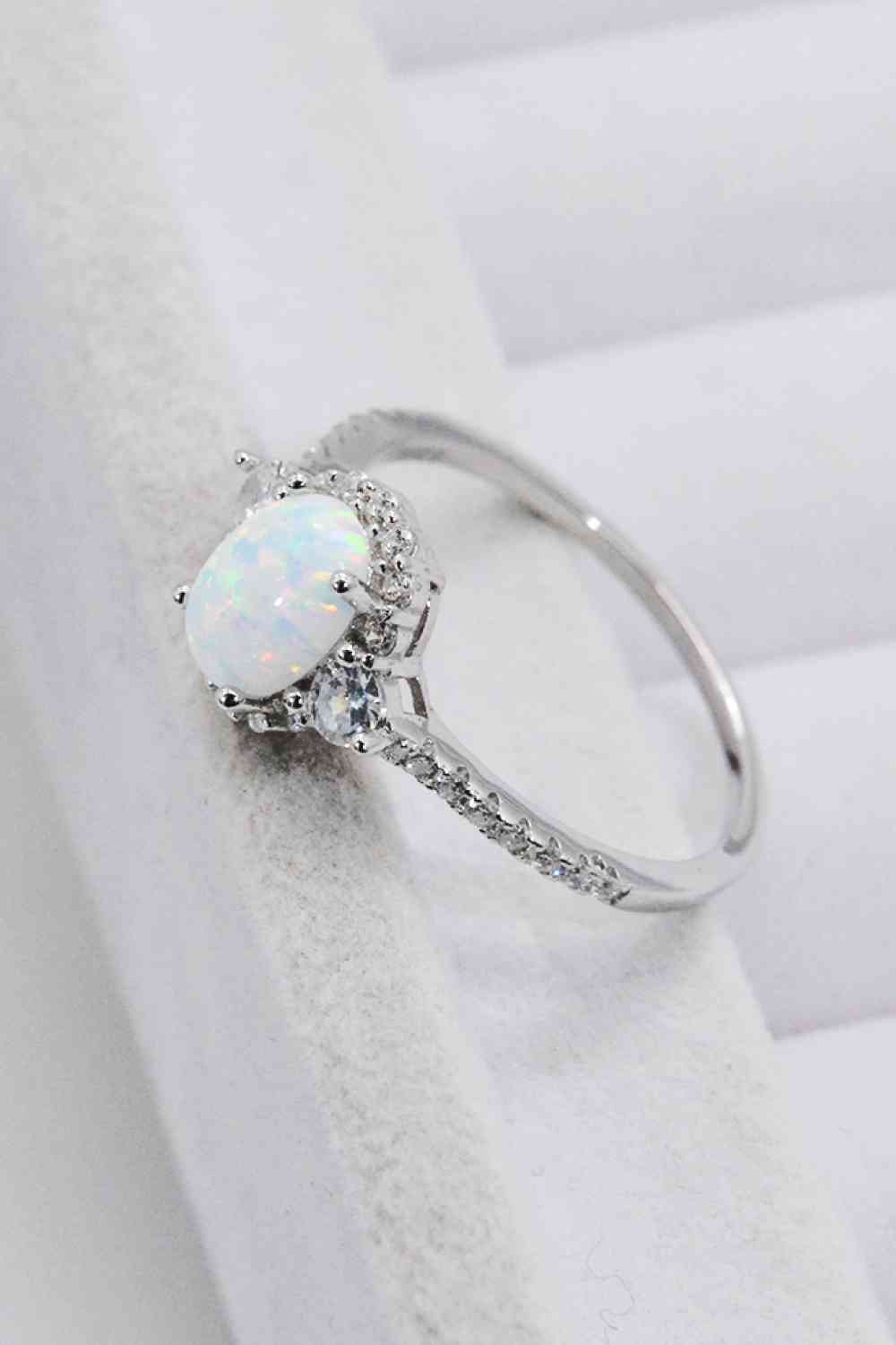 925 Sterling Silver Platinum-Plated Opal Ring-Bijou Crush