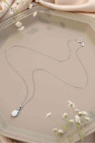 Opal Oval Pendant Chain Necklace-Bijou Crush