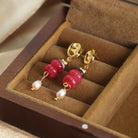 Natural Stone Freshwater Pearl Dangle Earrings-Bijou Crush