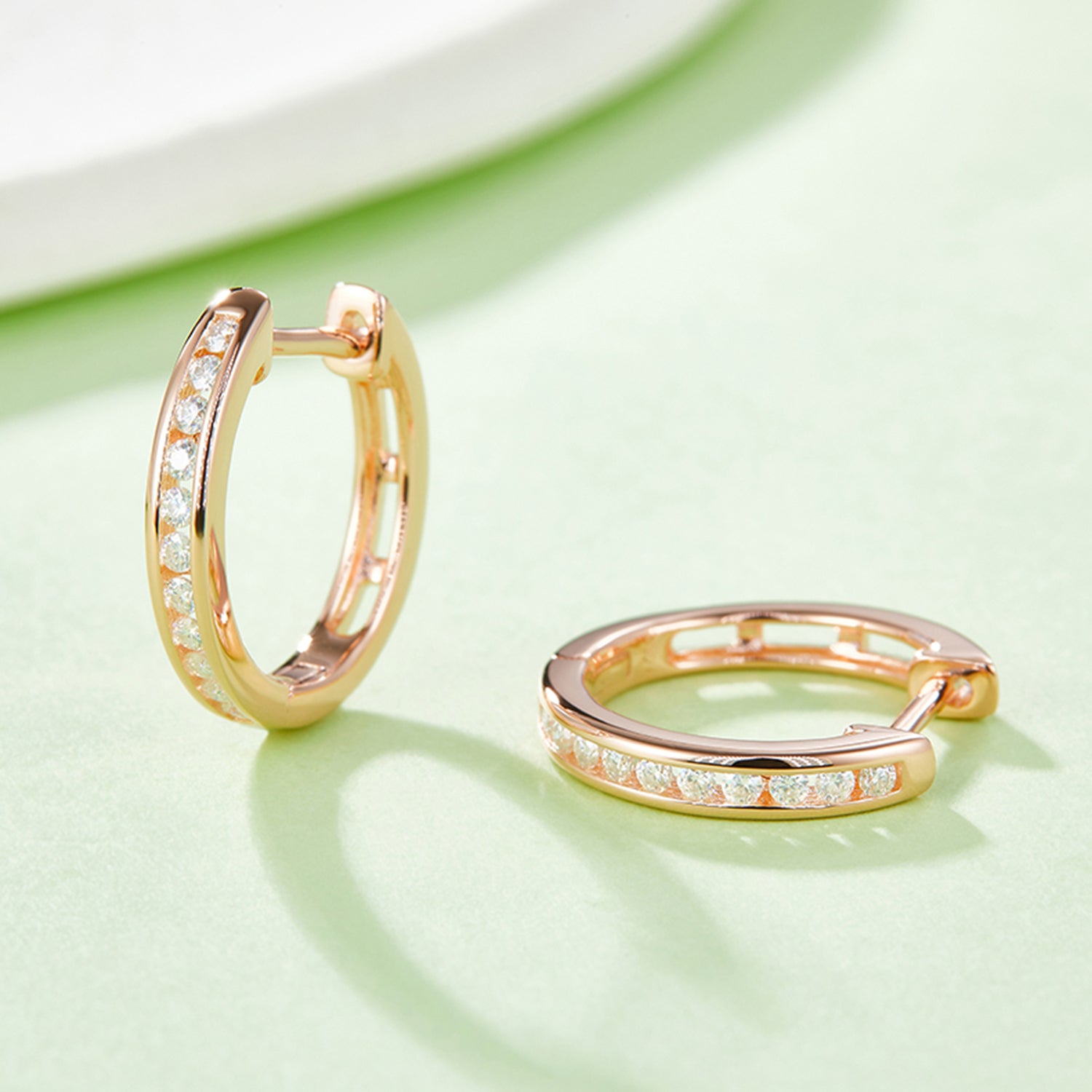 Moissanite 925 Sterling Silver Huggie Earrings-Bijou Crush