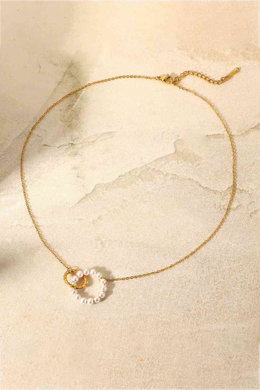 Pearl Hoop Link Pendant Necklace-Bijou Crush