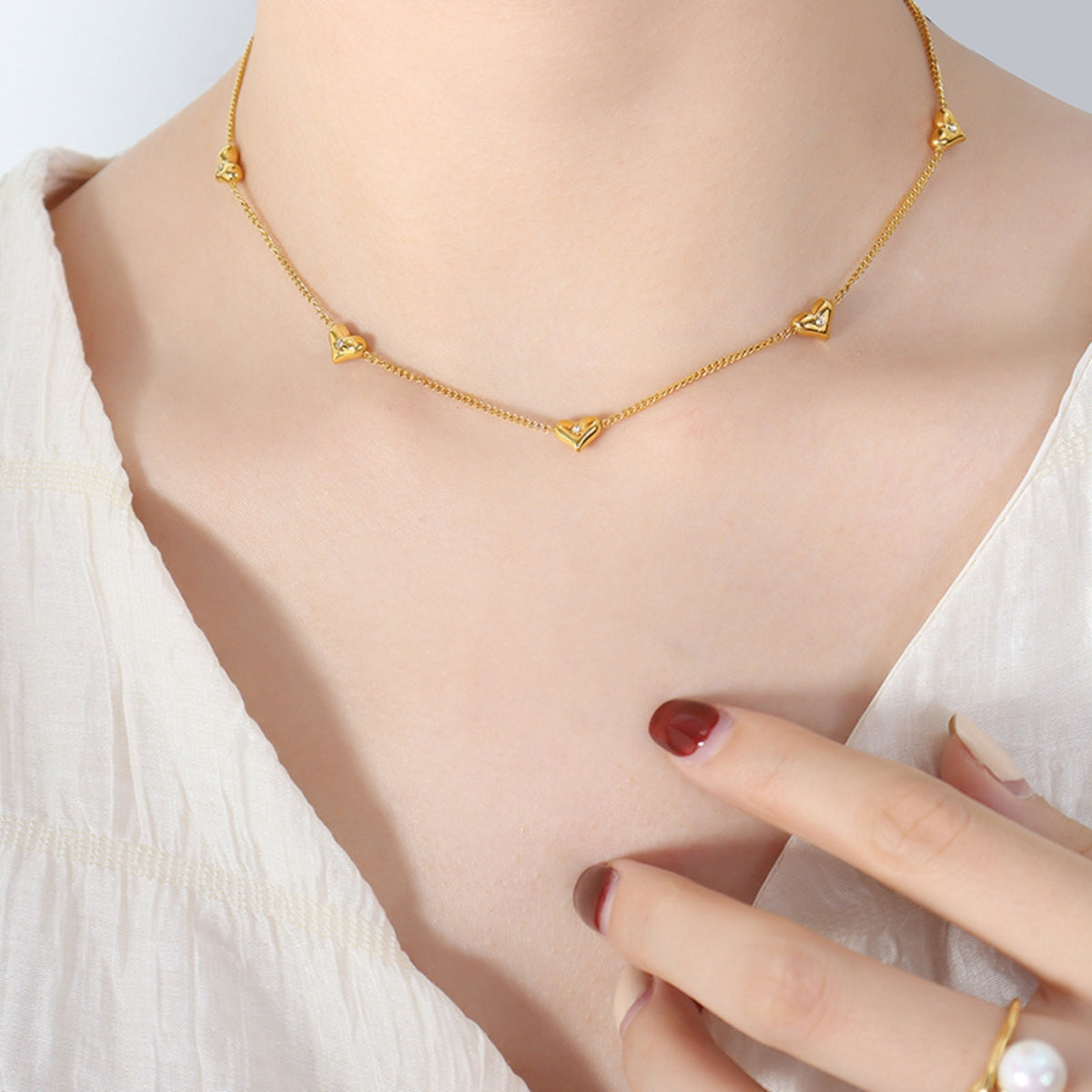 Titanium Steel Zircon Heart Necklace-Bijou Crush