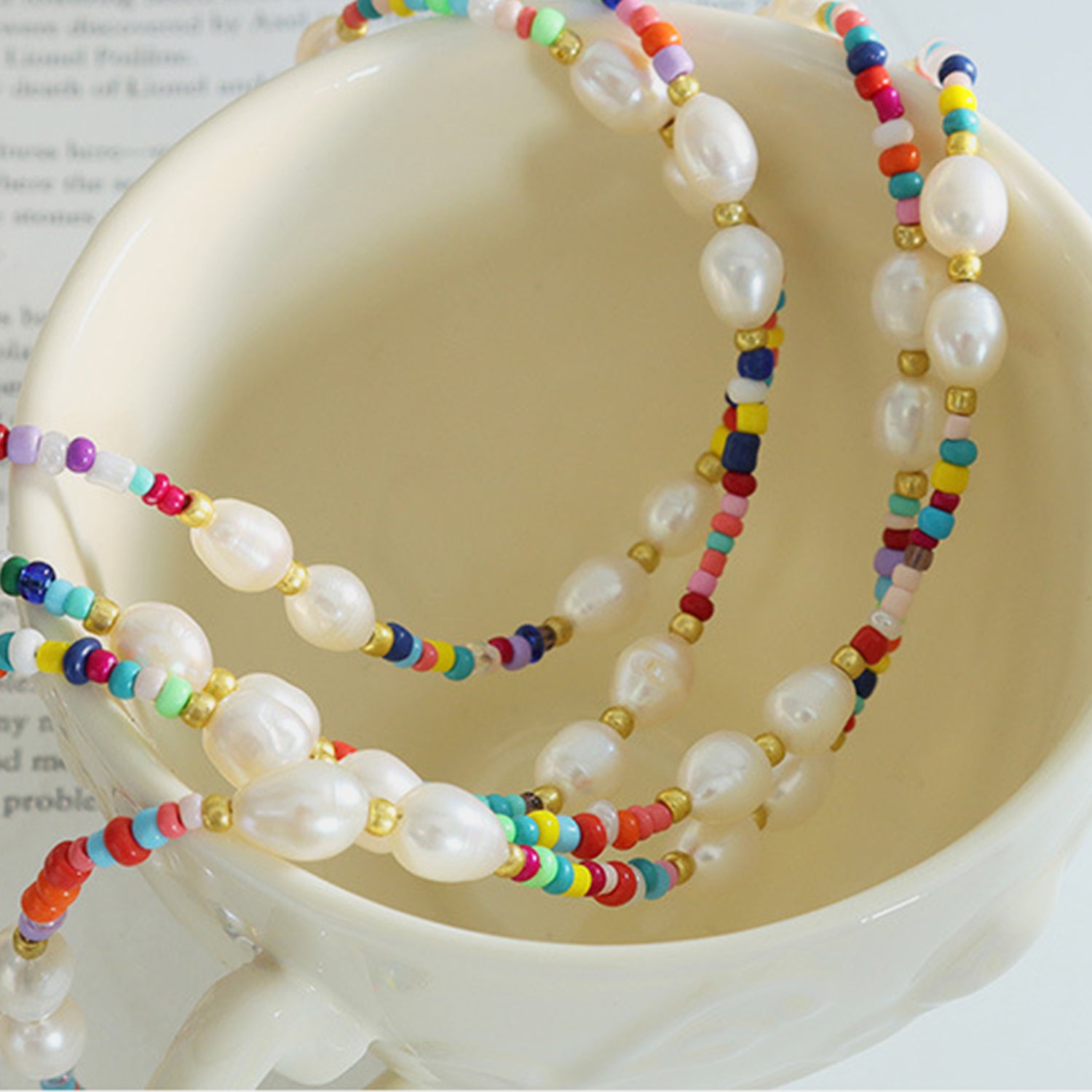 Freshwater Pearl Titanium Steel Bead Necklace-Bijou Crush