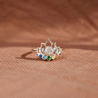 925 Sterling Silver Inlaid Zircon Lotus Shape Ring-Bijou Crush
