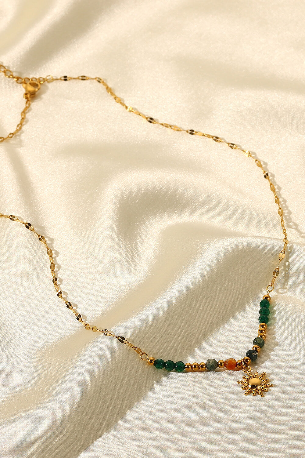 Sun Pendant Natural Stone Necklace-Bijou Crush
