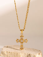 Stainless Steel Zircon Cross Pendant Necklace-Bijou Crush