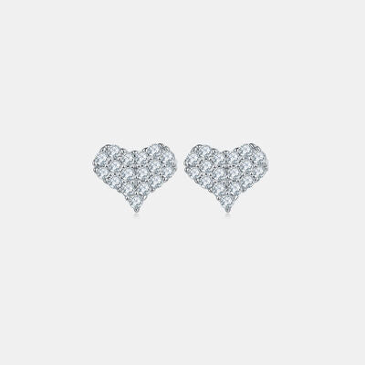 Moissanite 925 Sterling Silver Heart Stud Earrings-Bijou Crush