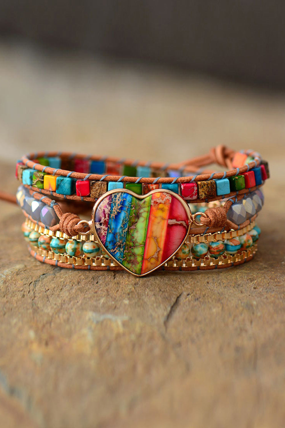 Imperial Jasper & Crystal Layered Bracelet-Bijou Crush