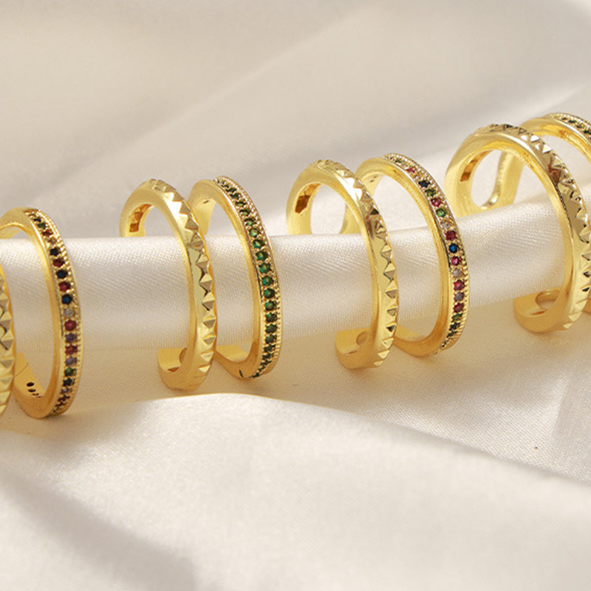 Gold-Plated Czech Diamond Double-Layered Ring-Bijou Crush