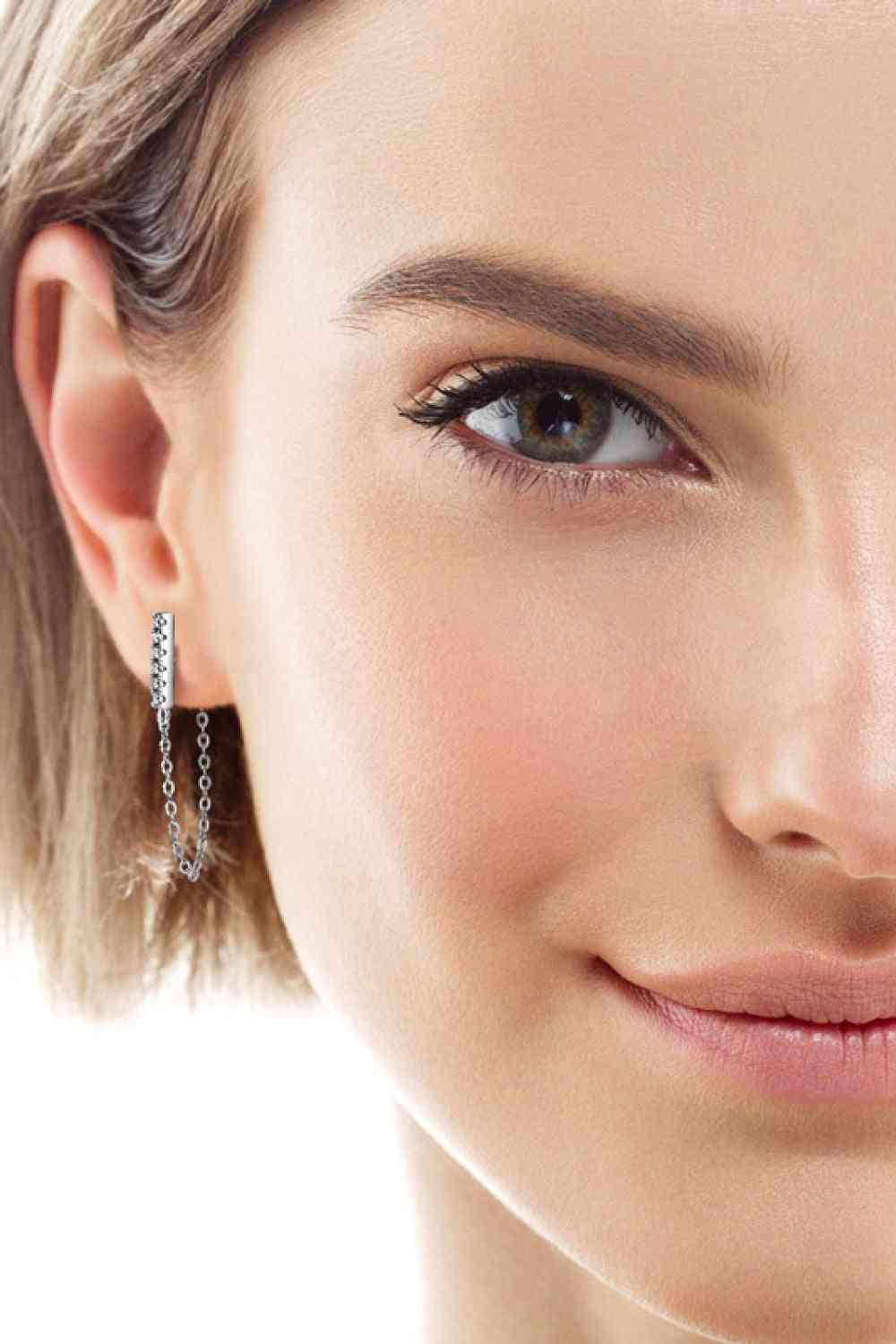 Moissanite 925 Sterling Silver Connected Earrings-Bijou Crush