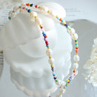 Freshwater Pearl Titanium Steel Bead Necklace-Bijou Crush