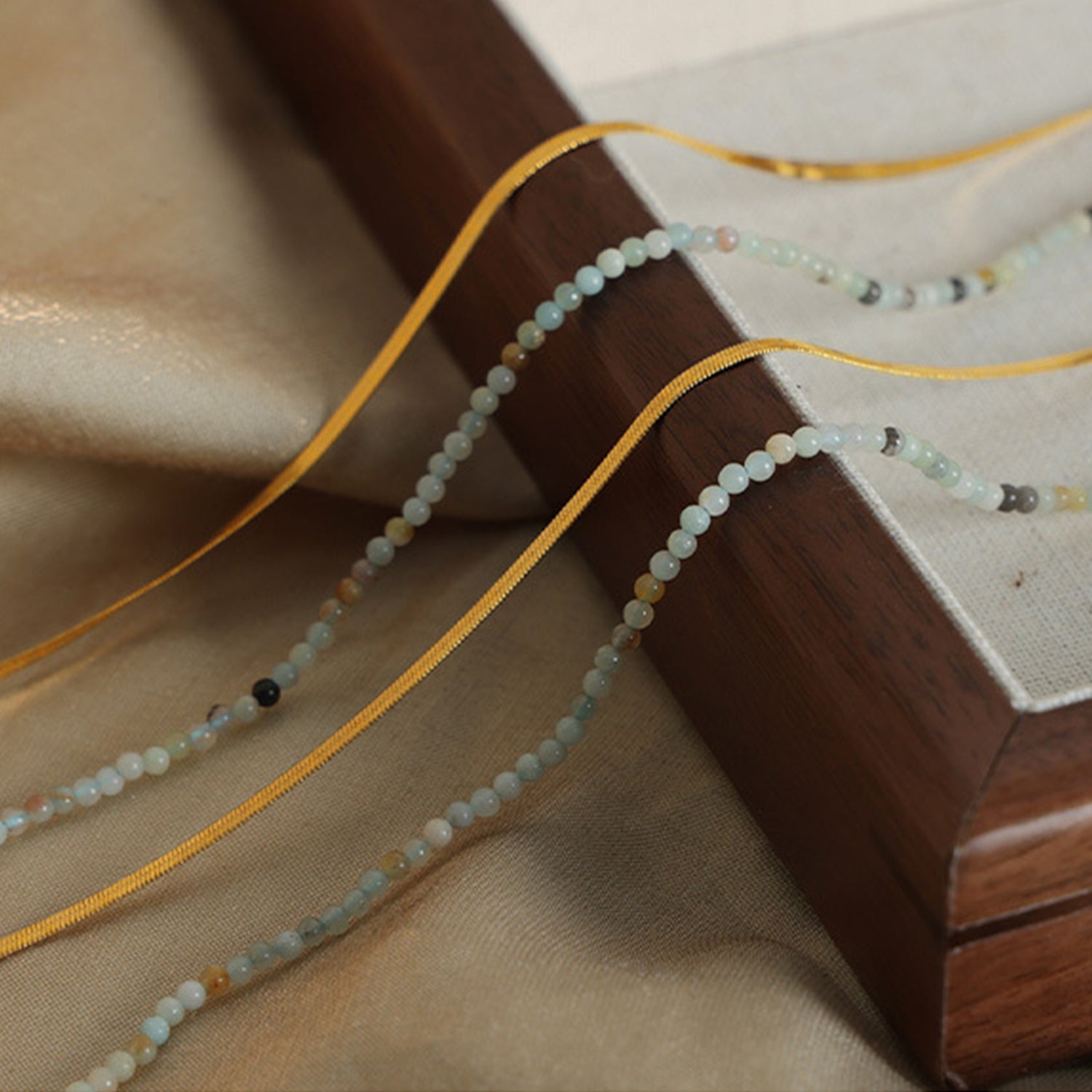 Beaded Titanium Steel Double-Layered Necklace-Bijou Crush